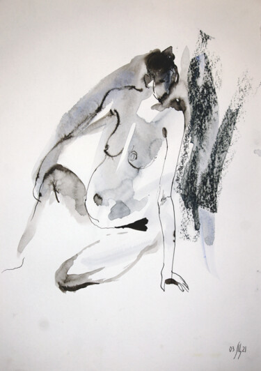 Dibujo titulada "Vika. Nude art №219…" por Maria Shedrina, Obra de arte original, Tinta