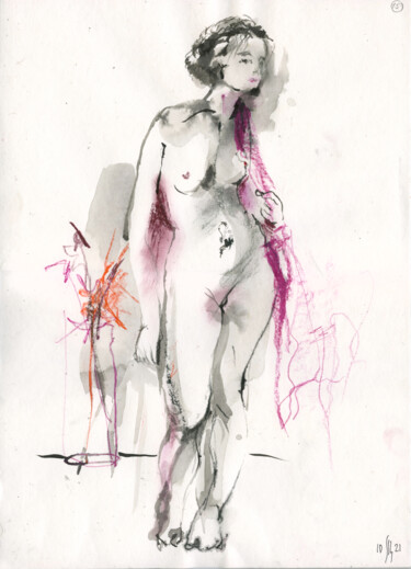 Malerei mit dem Titel "Vera. Nude art #214…" von Maria Shedrina, Original-Kunstwerk, Tinte