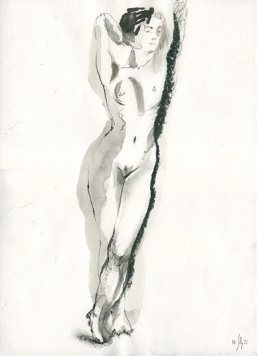 Schilderij getiteld "Vera. Nude art #214…" door Maria Shedrina, Origineel Kunstwerk, Inkt