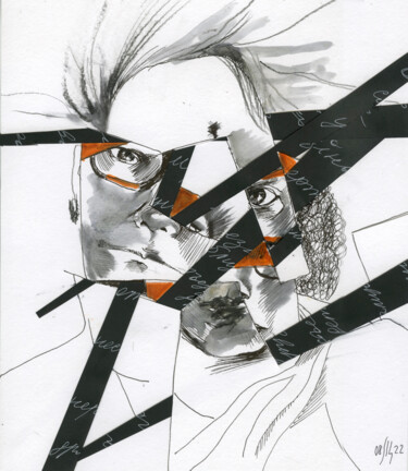Painting titled "Self-portrait with…" by Maria Shedrina, Original Artwork, Ink