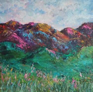 "Mountains. Mountain…" başlıklı Tablo Maria Slynko tarafından, Orijinal sanat, Petrol Ahşap Sedye çerçevesi üzerine monte ed…