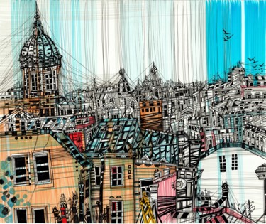 Dessin intitulée "View From Window. S…" par Maria Susarenko, Œuvre d'art originale, Stylo à bille