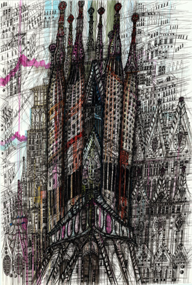 Disegno intitolato "Sagrada Familia. Ba…" da Maria Susarenko, Opera d'arte originale, Inchiostro