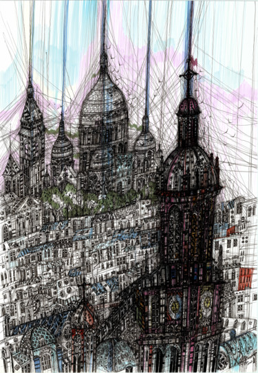 Rysunek zatytułowany „Montmartre. Paris” autorstwa Maria Susarenko, Oryginalna praca, Marker