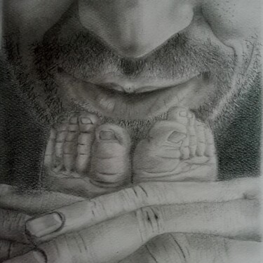 Drawing titled "Father and son" by Maria Teresa Napolitano, Original Artwork, Graphite
