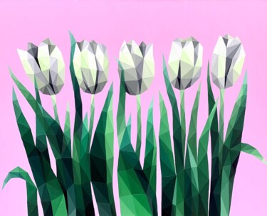 Peinture intitulée "SPRING TULIPS" par Maria Tuzhilkina, Œuvre d'art originale, Marqueur Monté sur Châssis en bois