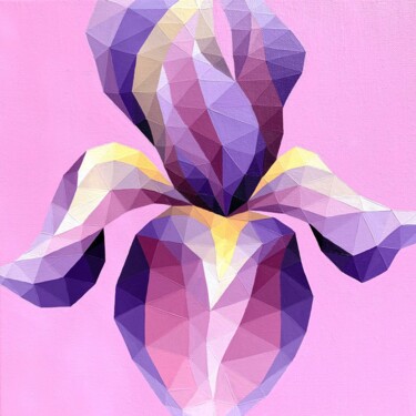 Painting titled "GENTLE IRIS" by Maria Tuzhilkina, Original Artwork, Acrylic Mounted on Wood Stretcher frame