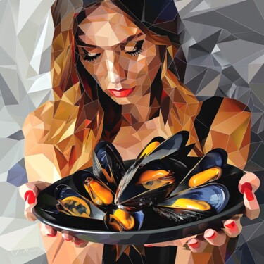 Digital Arts titled "MUSSEL FAN" by Maria Tuzhilkina, Original Artwork, Digital Print