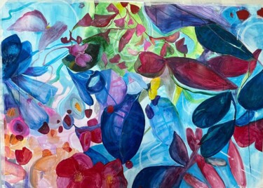 「Floral abstract」というタイトルの絵画 Maria Tyuryaevaによって, オリジナルのアートワーク, グワッシュ水彩画