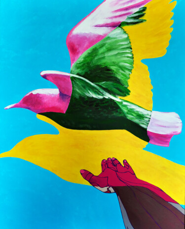 Malerei mit dem Titel "Bird" von Maria&Vadim Lipovsky, Original-Kunstwerk, Acryl