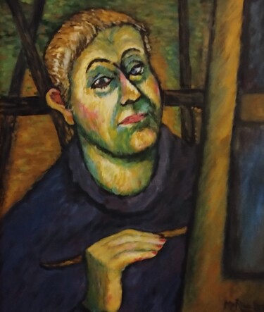 Pintura intitulada "Zelfportret" por Maria Van Raalten, Obras de arte originais, Óleo