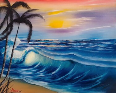 Pintura intitulada "Tropical Seascape" por Maria Vasileva, Obras de arte originais, Óleo