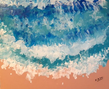 Pittura intitolato "La vague et sable r…" da Maria Xavier Alves (XAM), Opera d'arte originale, Acrilico