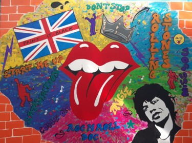 Painting titled "Rolling stones" by Maria Xavier Alves (XAM), Original Artwork, Acrylic Mounted on Wood Stretcher frame