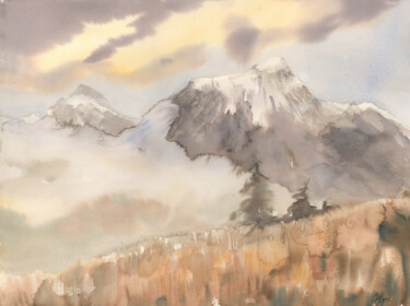 Pintura intitulada "Georgia Mountains W…" por Maria Zhdan, Obras de arte originais, Aquarela