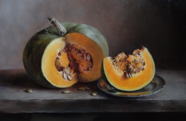 Painting titled "Nature morte au pot…" by Maria Zhiltsova, Original Artwork, Oil