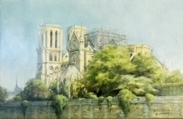 Peinture intitulée "Notre-Dame de Paris" par Maria Zhiltsova, Œuvre d'art originale, Huile