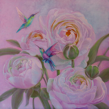 Painting titled "Ode to tenderness" by Mariia Zhurovich, Original Artwork, Oil Mounted on Wood Panel