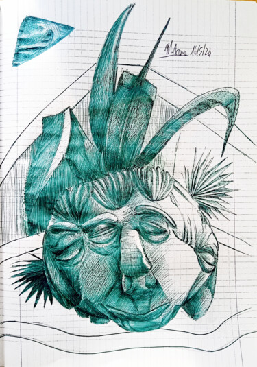 Drawing titled "Omaggio a Mariano P…" by Mariaceleste Arena, Original Artwork, Ballpoint pen