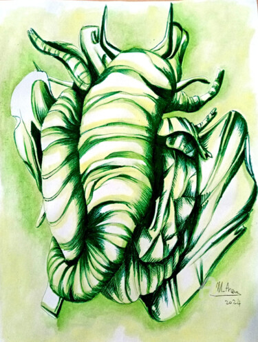 Dibujo titulada "Cuore di elefante" por Mariaceleste Arena, Obra de arte original, Acuarela