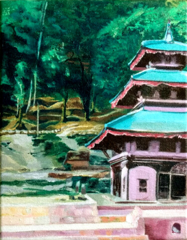 Картина под названием "Nepal" - Mariana Molinari, Подлинное произведение искусства, Масло Установлен на Деревянная рама для…