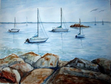 Peinture intitulée "Baie de Quiberon" par Marian Cobos, Œuvre d'art originale