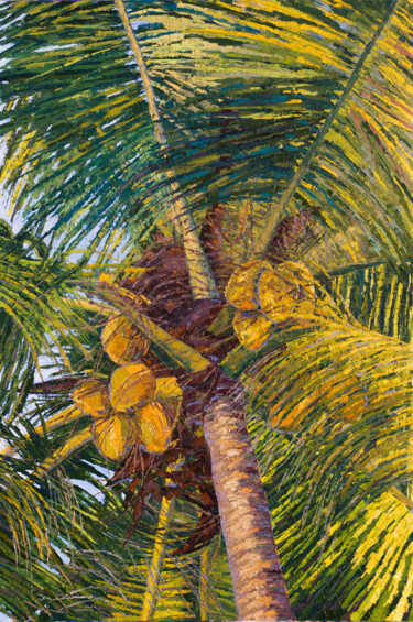 绘画 标题为“Пальма. Утро Palm T…” 由Marianna Chayka, 原创艺术品, 油 安装在木质担架架上