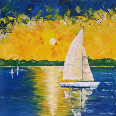 Malerei mit dem Titel "BLUE SAIL" von Marianna Skartsari, Original-Kunstwerk, Acryl