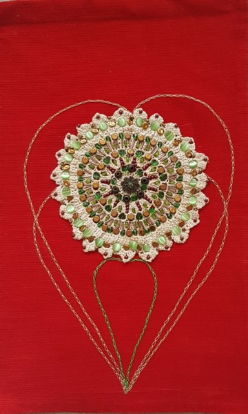 Art textile intitulée "autumn-heart-48-x-3…" par Marianne Camus, Œuvre d'art originale