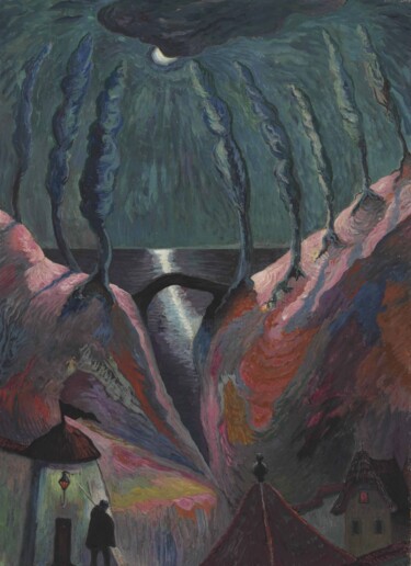 Malerei mit dem Titel "Nuit fantastique" von Marianne Von Werefkin, Original-Kunstwerk, Öl