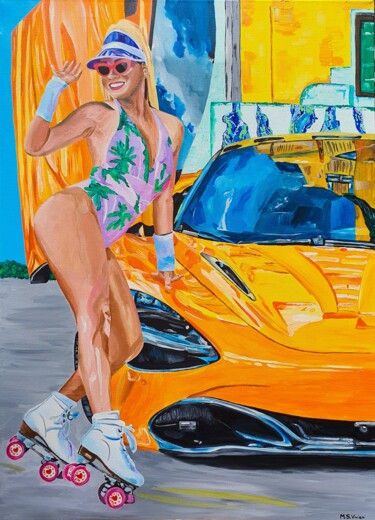 Картина под названием "McLaren at Miami" - Maria Sabrina Viviani, Подлинное произведение искусства, Акрил Установлен на Дере…