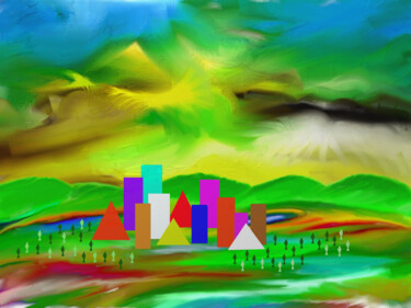 Digital Arts titled "la citta' del futuro" by Mariateresa Sala, Original Artwork, Digital Painting