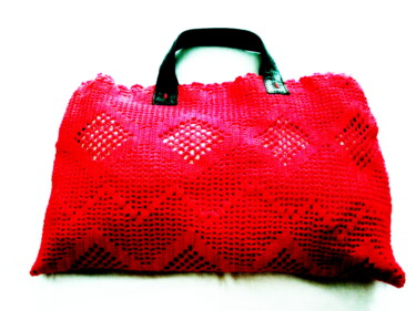 Textielkunst getiteld "Sac au crochet moti…" door Maribo, Origineel Kunstwerk, Textielvezel