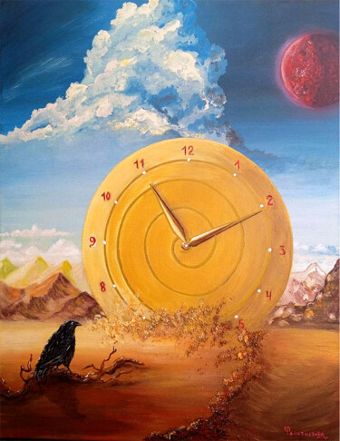 Peinture intitulée "The clock is ticking" par Tatiana Feoktistova, Œuvre d'art originale, Acrylique