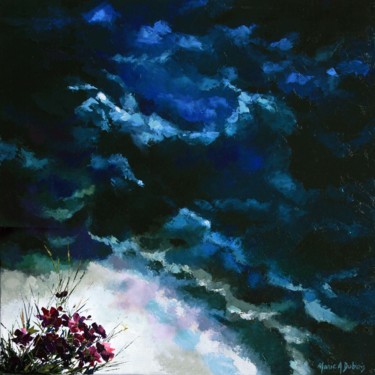 Painting titled "Gris ciel" by Marie A Dubois, Original Artwork, Oil Mounted on Wood Stretcher frame