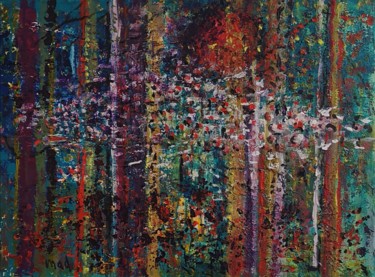 Pittura intitolato "Forêt fleurie" da Marie-Agnès Dubois Lambert, Opera d'arte originale, Acrilico