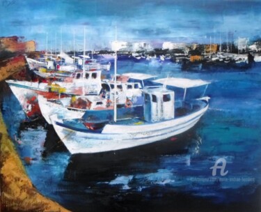 Painting titled "Cap au sud" by Marie Andrée Hembert, Original Artwork, Oil