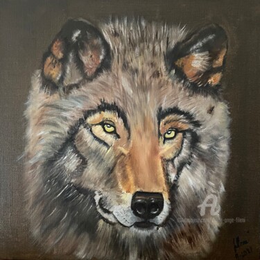 Peinture intitulée "Loup" par Marie-Ange Fileni, Œuvre d'art originale, Huile