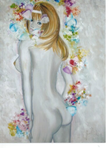 Malarstwo zatytułowany „La femme aux papill…” autorstwa Marie-Ange Nicaise, Oryginalna praca, Olej