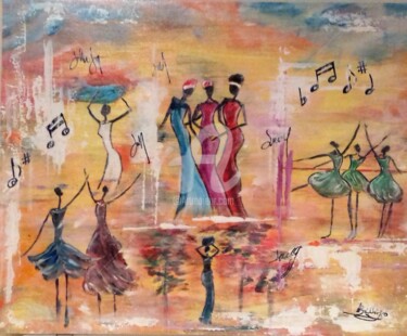 Painting titled "Scéne Musicale  Bot…" by Marie Annick Bellego (MARIARTISTE), Original Artwork