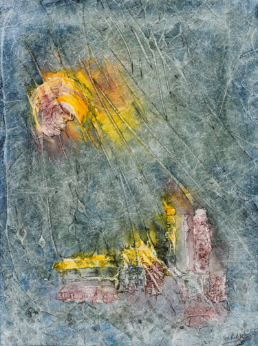 Schilderij getiteld "Mais le soleil pers…" door Marie-Annick Radigois, Origineel Kunstwerk, Aquarel