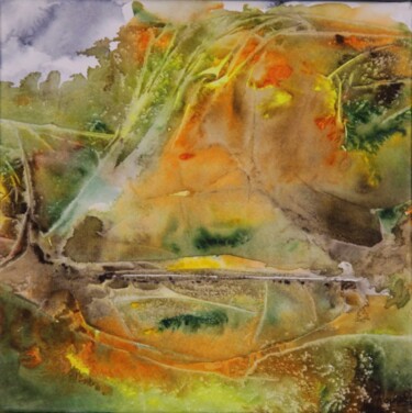 Peinture intitulée "couleur d'automne" par Marie-Annick Radigois, Œuvre d'art originale, Aquarelle Monté sur Autre panneau r…