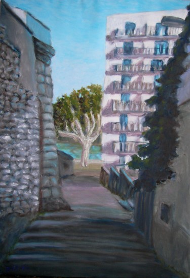 Painting titled "Orléans, venelle ve…" by Marie-Aude Balthéir, Original Artwork, Acrylic