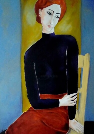 Painting titled "Léa la rousse" by Marie Bony, Original Artwork, Acrylic