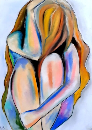 Painting titled "Cachée" by Marie Bony, Original Artwork, Pastel