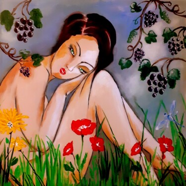 Painting titled "Détente toscane" by Marie Bony, Original Artwork, Acrylic Mounted on Wood Stretcher frame