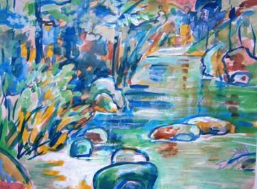 Pintura titulada "La rivière à EVISA…" por Marie-Céline Chottin, Obra de arte original, Acuarela
