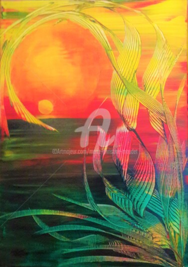 Painting titled "Solis occasum 2" by Marie-Christine Maudet, Original Artwork, Acrylic