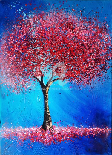 "Red tree" başlıklı Tablo Marie-Christine Maudet tarafından, Orijinal sanat, Akrilik Ahşap Sedye çerçevesi üzerine monte edi…