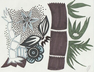 Disegno intitolato "Biz-Art - Amazonia" da Marie-Claire Bagnato, Opera d'arte originale, Pennarello